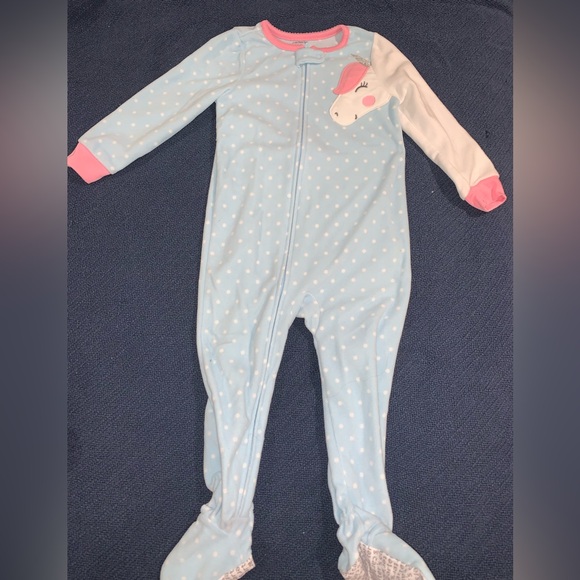 Carter's Other - Carter's Cozy Blue and White Footie Pajamas